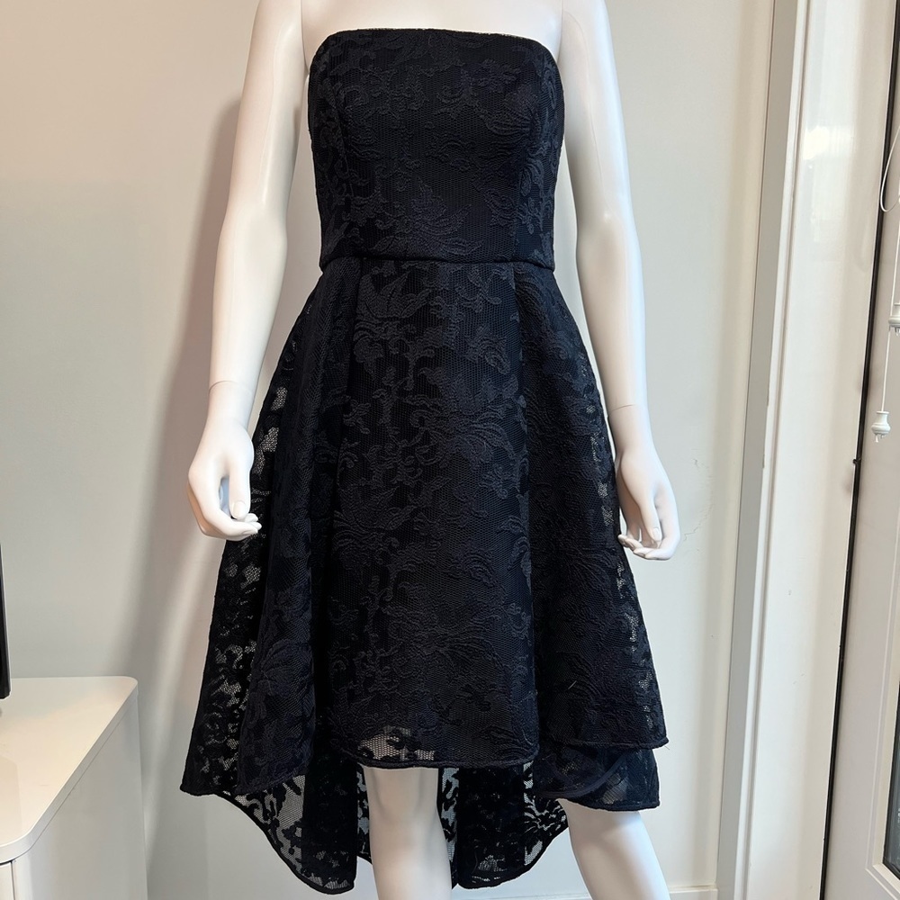 Ever New Black Strapless Lace High-Low Dress